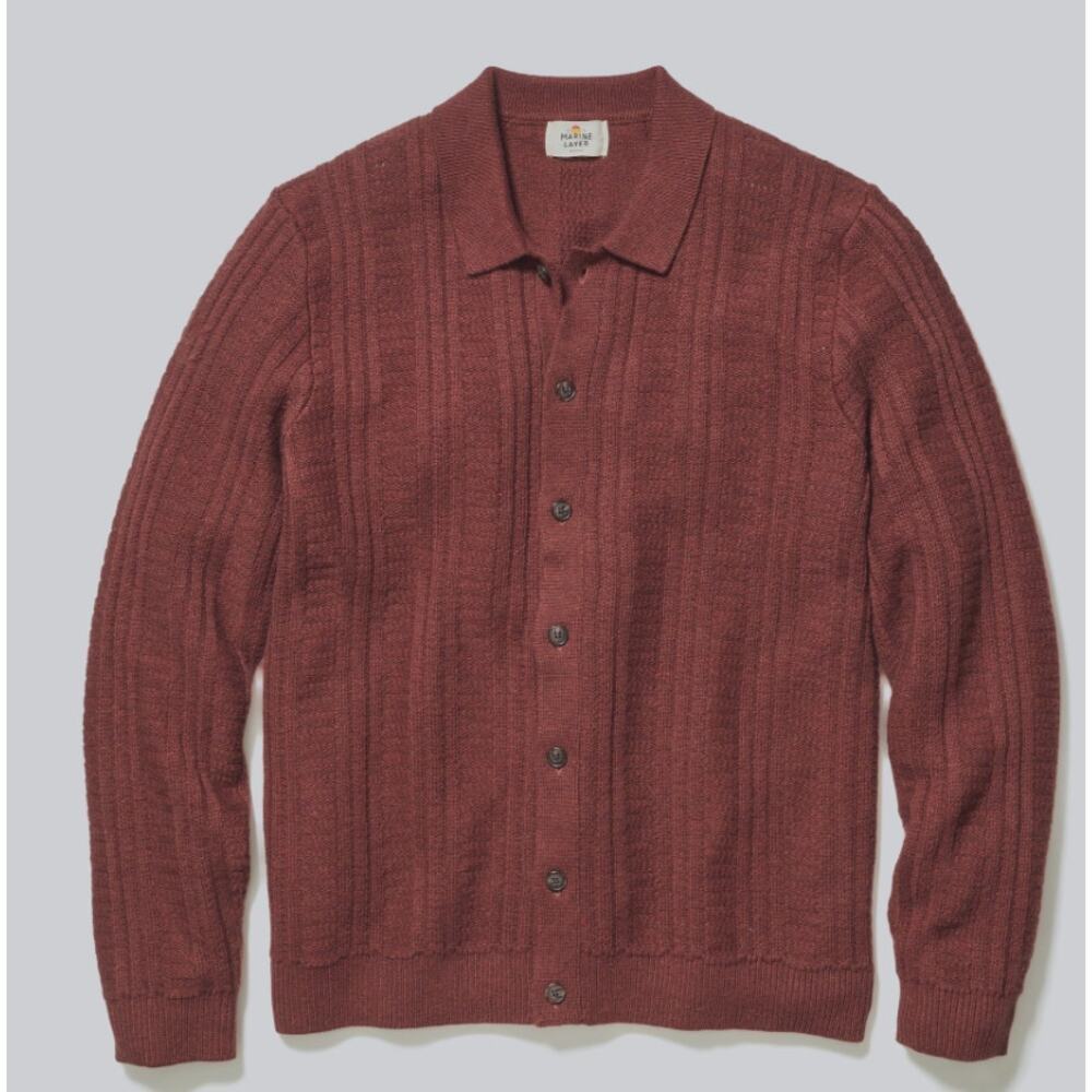 MARINE LAYER Arthur Sweater Button Down Cardigan Wool Blend Mens Small NWT